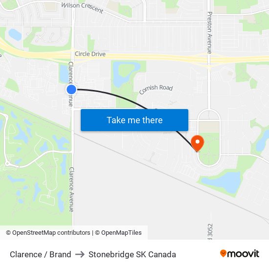 Clarence / Brand to Stonebridge SK Canada map
