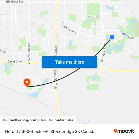 Herold / 300-Block to Stonebridge SK Canada map