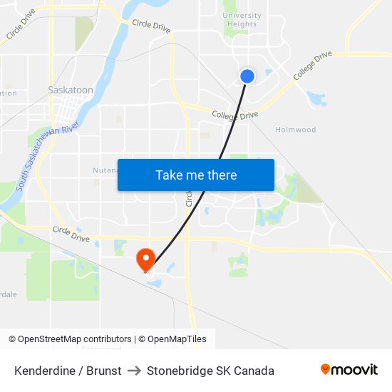 Kenderdine / Brunst to Stonebridge SK Canada map