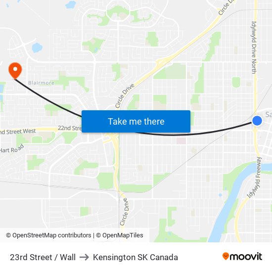 23rd Street / Wall to Kensington SK Canada map