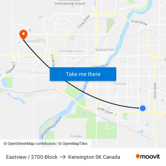 Eastview / 2700-Block to Kensington SK Canada map