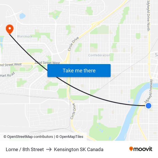 Lorne / 8th Street to Kensington SK Canada map
