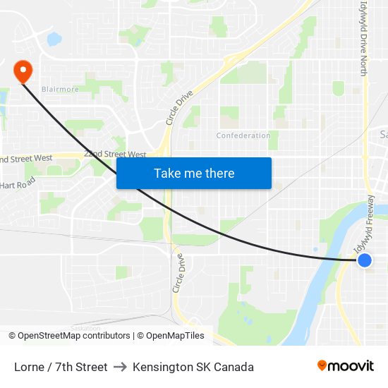 Lorne / 7th Street to Kensington SK Canada map