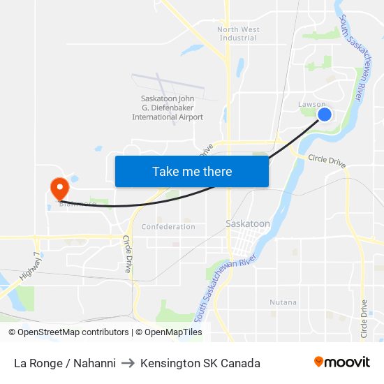 La Ronge / Nahanni to Kensington SK Canada map