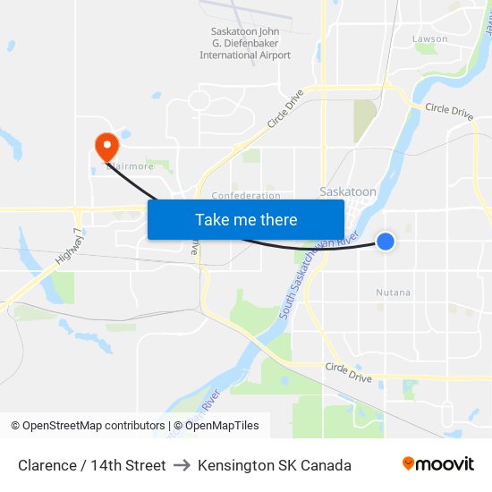 Clarence / 14th Street to Kensington SK Canada map