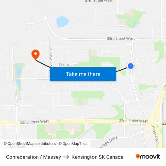 Confederation / Massey to Kensington SK Canada map