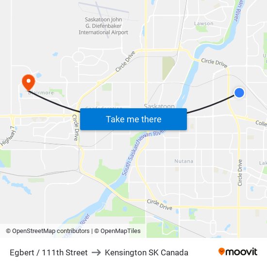Egbert / 111th Street to Kensington SK Canada map