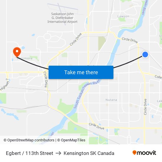 Egbert / 113th Street to Kensington SK Canada map