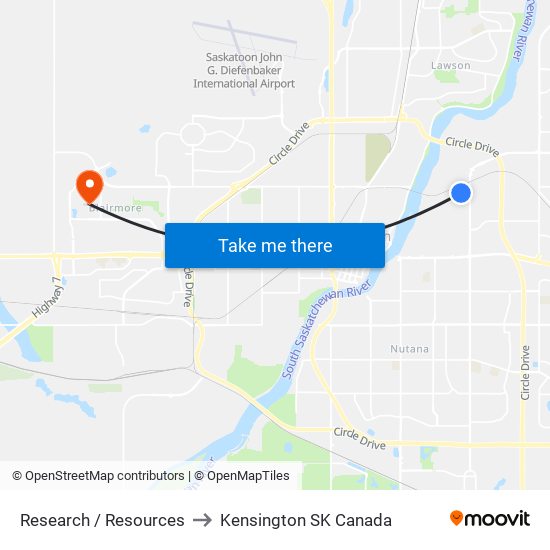 Research / Resources to Kensington SK Canada map