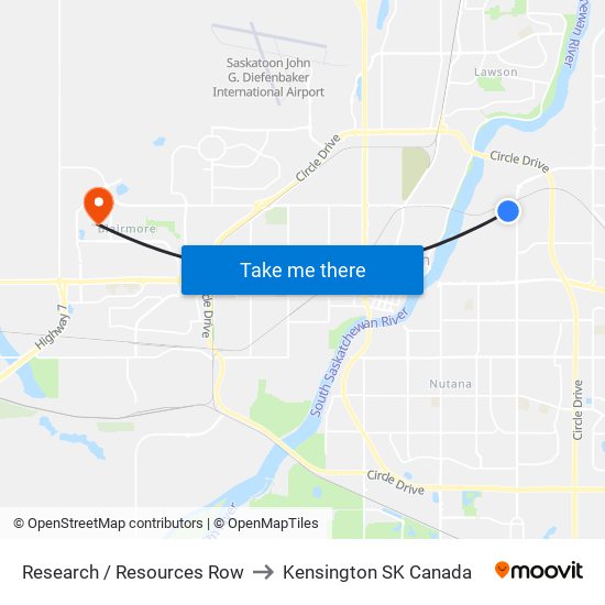 Research / Resources Row to Kensington SK Canada map