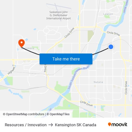 Resources / Innovation to Kensington SK Canada map