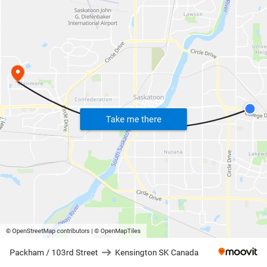 Packham / 103rd Street to Kensington SK Canada map