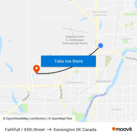 Faithfull / 45th Street to Kensington SK Canada map