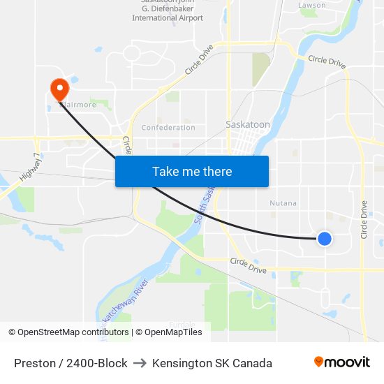 Preston / 2400-Block to Kensington SK Canada map