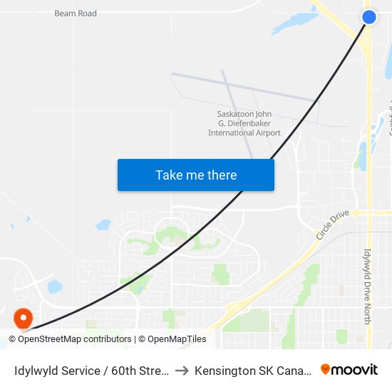 Idylwyld Service / 60th Street to Kensington SK Canada map