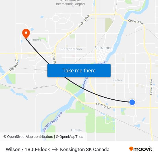 Wilson / 1800-Block to Kensington SK Canada map