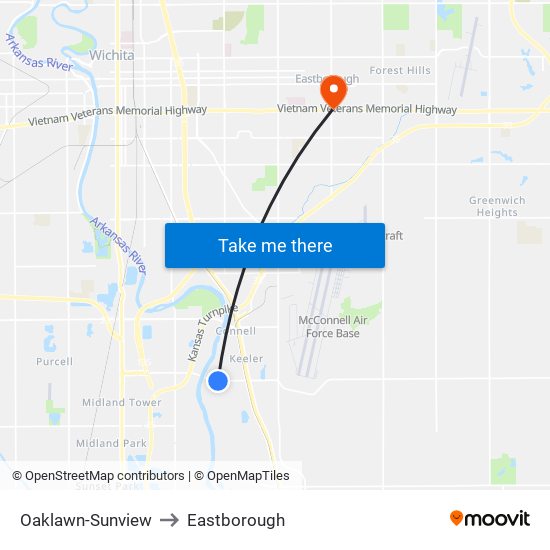 Oaklawn-Sunview to Eastborough map