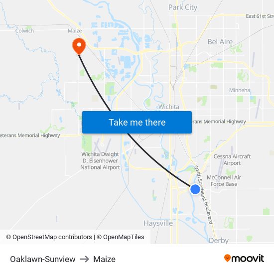 Oaklawn-Sunview to Maize map