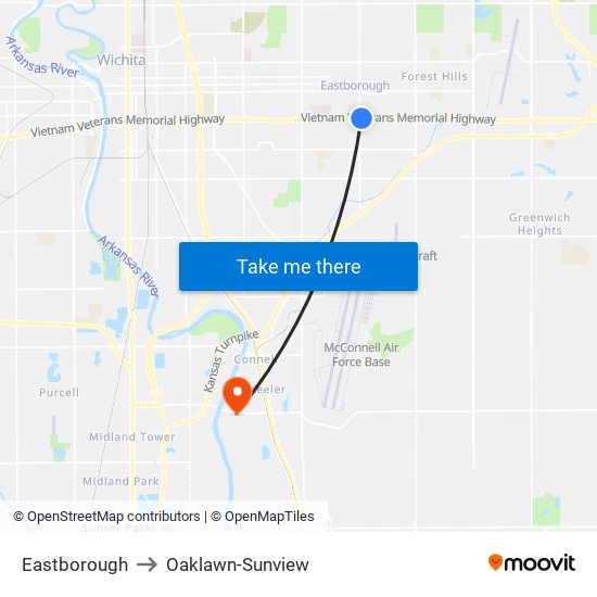 Eastborough to Oaklawn-Sunview map