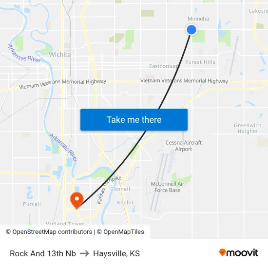 Rock And 13th Nb to Haysville, KS map
