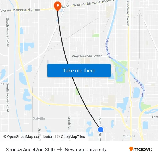 Seneca And 42nd St Ib to Newman University map