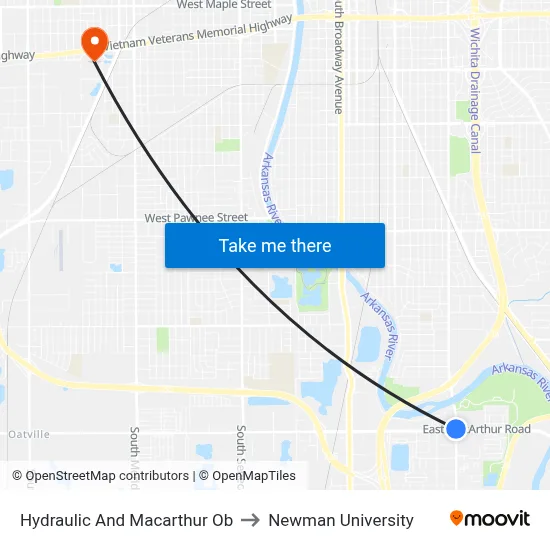 Hydraulic And Macarthur Ob to Newman University map