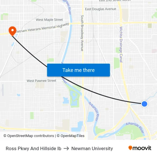 Ross Pkwy And Hillside Ib to Newman University map