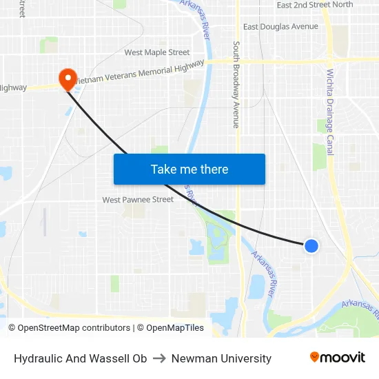 Hydraulic And Wassell Ob to Newman University map