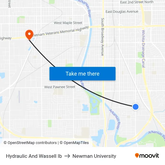 Hydraulic And Wassell Ib to Newman University map