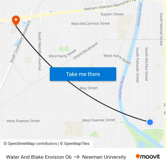 Water And Blake Envision Ob to Newman University map