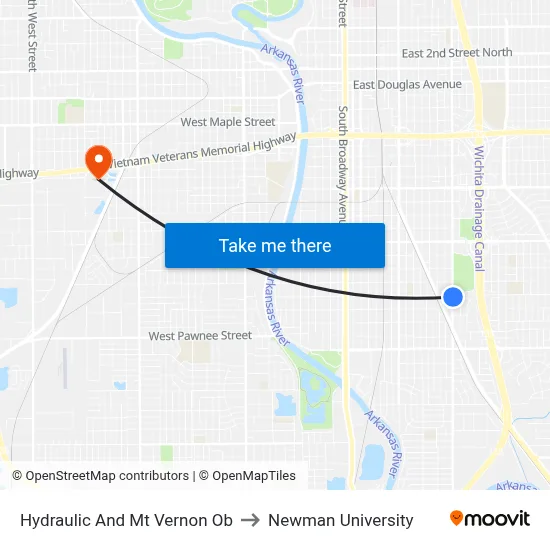 Hydraulic And Mt Vernon Ob to Newman University map