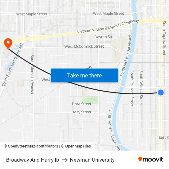 Broadway And Harry Ib to Newman University map