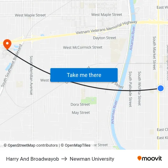 Harry And Broadwayob to Newman University map