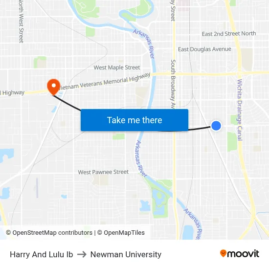 Harry And Lulu Ib to Newman University map