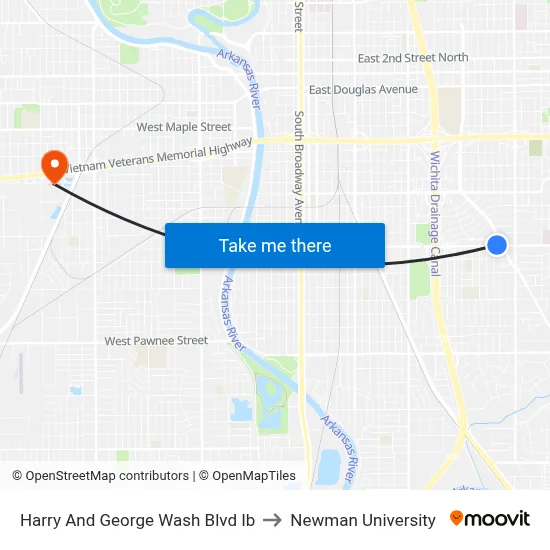 Harry And George Wash Blvd Ib to Newman University map