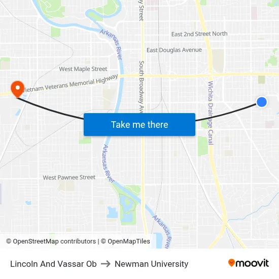Lincoln And Vassar Ob to Newman University map