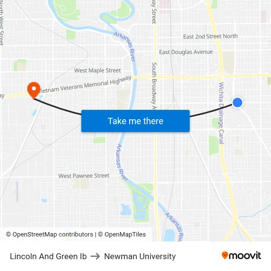 Lincoln And Green  Ib to Newman University map