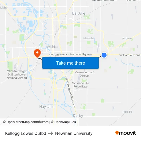 Kellogg Lowes Outbd to Newman University map