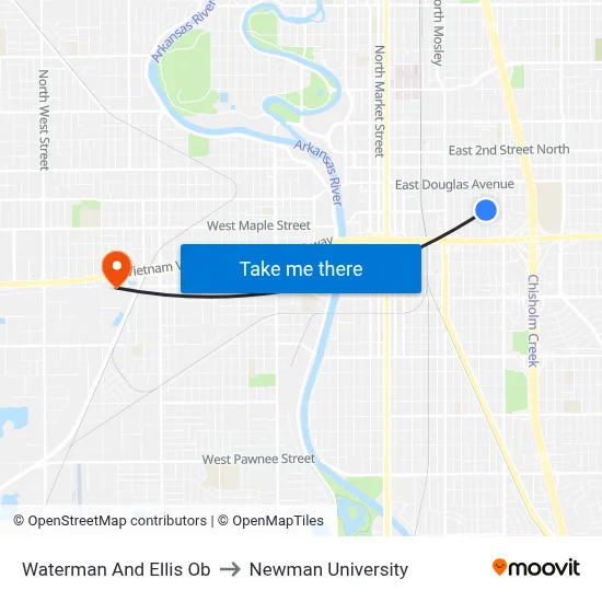 Waterman And Ellis Ob to Newman University map