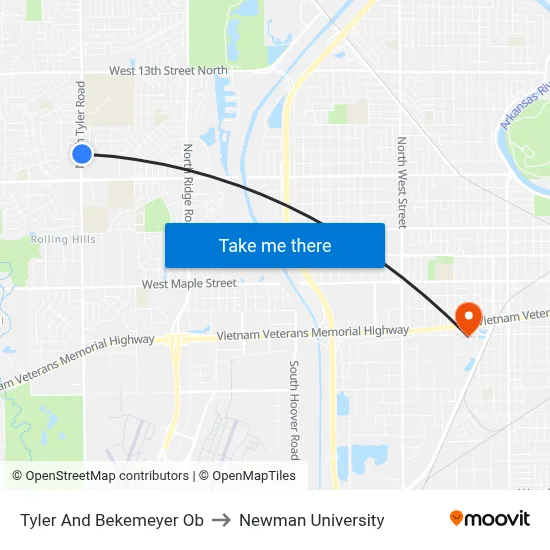Tyler And Bekemeyer Ob to Newman University map