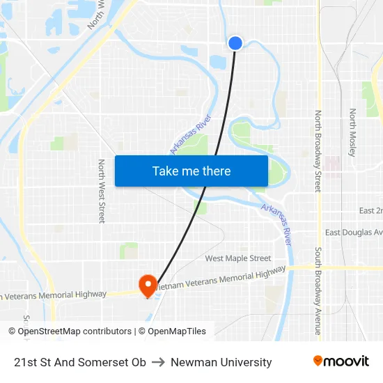 21st St And Somerset Ob to Newman University map