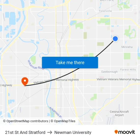 21st St And Stratford to Newman University map