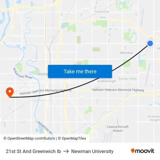 21st St And Greenwich Ib to Newman University map