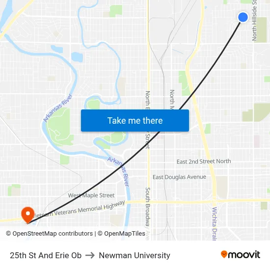 25th St And Erie Ob to Newman University map