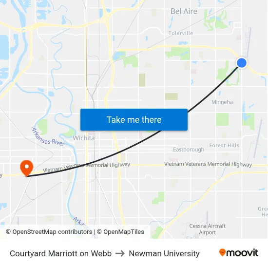 Courtyard Marriott on Webb to Newman University map