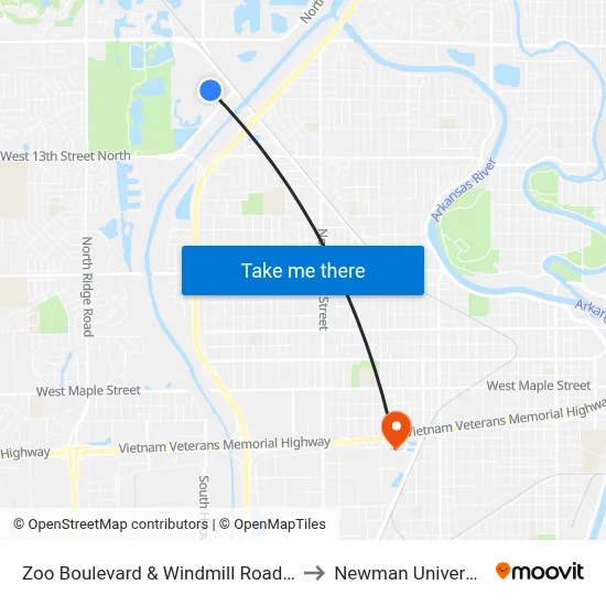 Zoo Boulevard & Windmill Road Sb to Newman University map