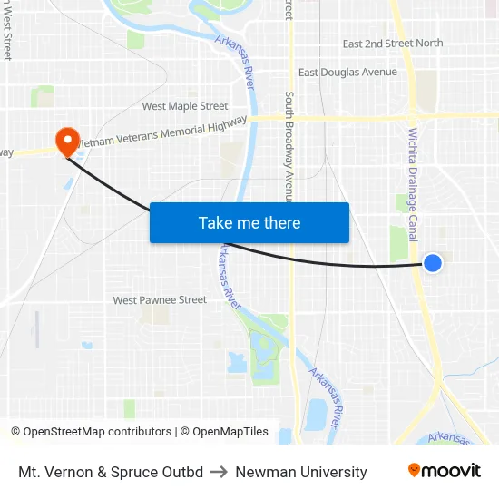 Mt. Vernon & Spruce Outbd to Newman University map