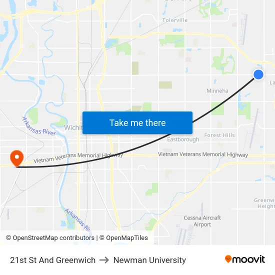 21st St And Greenwich to Newman University map