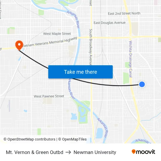 Mt. Vernon & Green Outbd to Newman University map