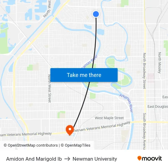Amidon And Marigold Ib to Newman University map